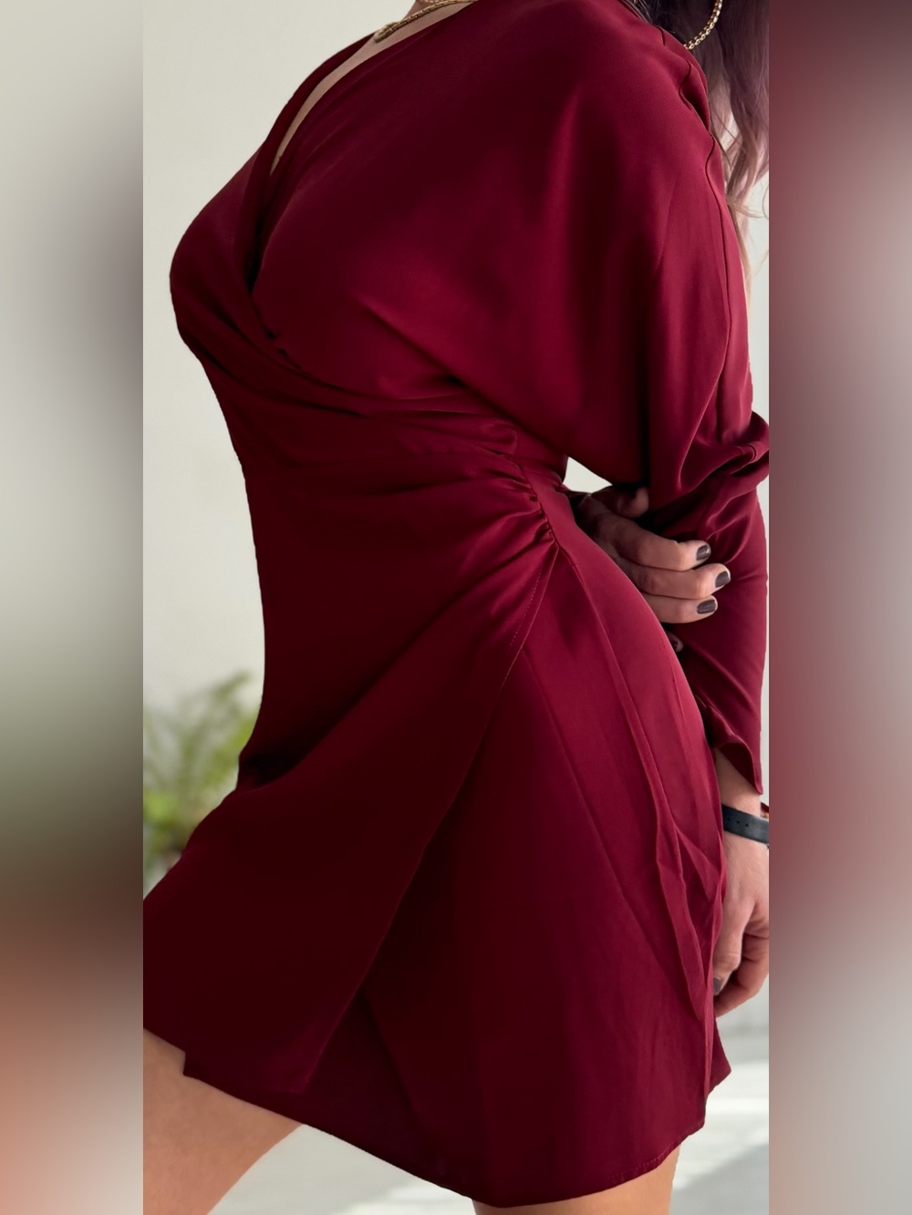 Oak + Fort Burgundy Wrap Dress – Size S – Like New